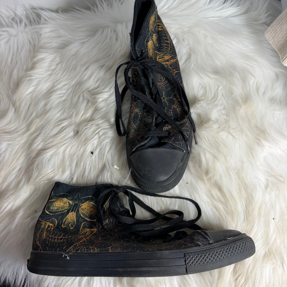 RAAD Shop Skull Graphic High Top Sneakers Black Orange Mens 8.5 Womens 10‎ EU 42